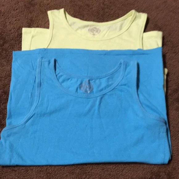 2 pack bundle -16 girls solid blue & yellow tank top both for 1 price - Picture 1 of 3